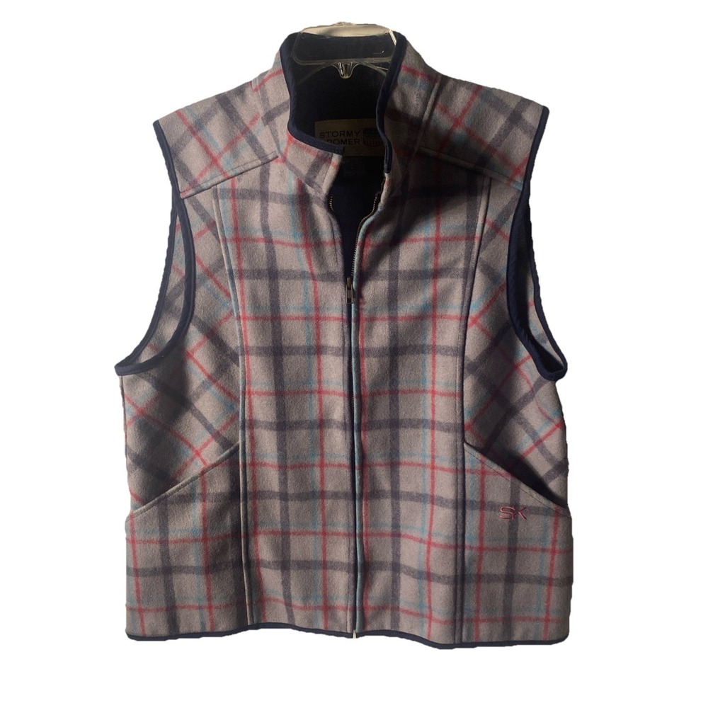 Stormy Kromer Wool Vest Womens XL The Ida Outfitter Gray Blue Plaid